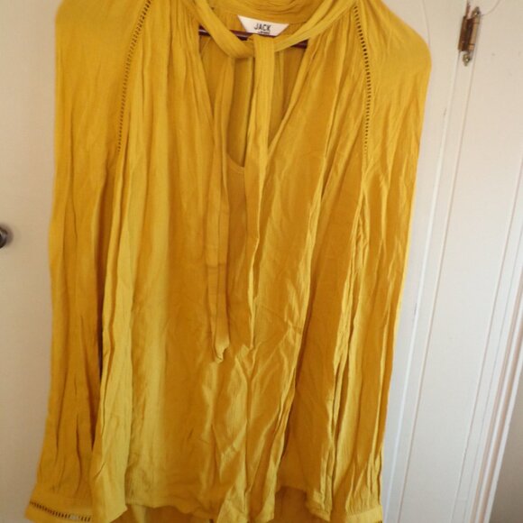 NWOT JACKby BB DAKOTA Hi-Lo Tunic M Raglan Long Slv. Open Box Stitching Gold - Picture 1 of 15